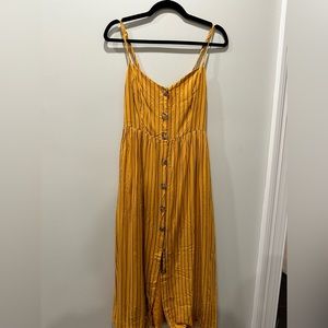 Bershka orange stripe dress with buttons and strech back